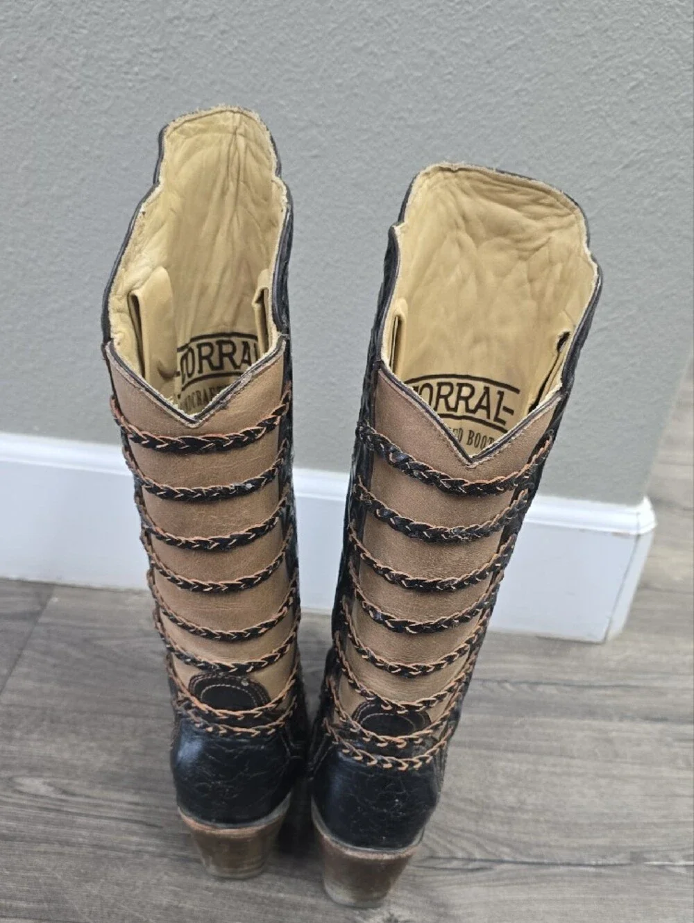 Women's Black and Tan Embroidered Western Boots